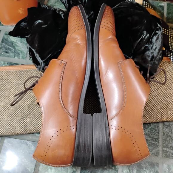 Kenneth Cole Reaction Last Laugh Cognac Oxford Shoes Mens 10.5M Leather Chevron main image 6